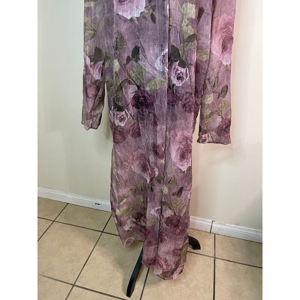 midnight velvet Vintage Floral Jacket  Long Pink Cottagecore Rose size 16 - Picture 3 of 11